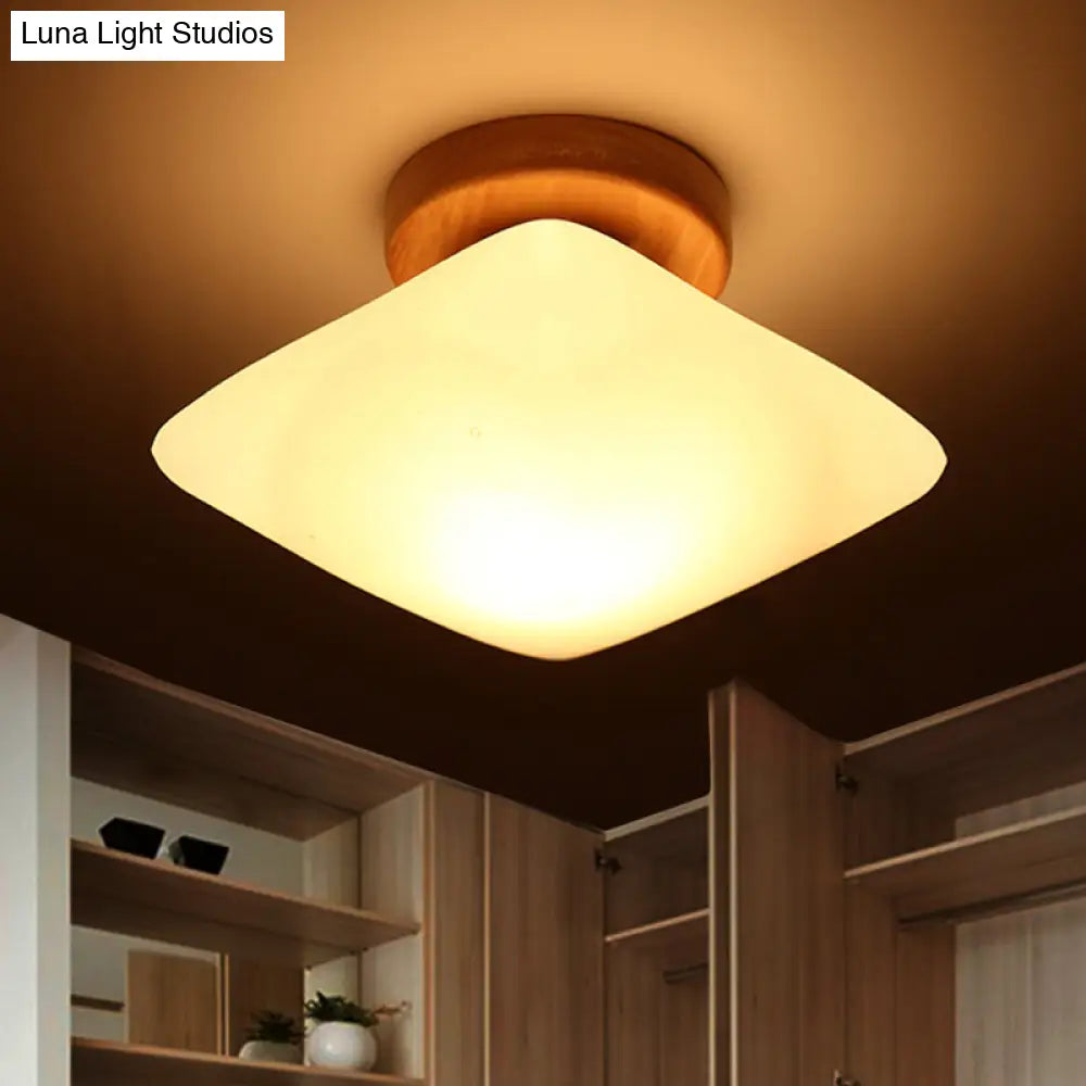 Frosted Glass Semi-Circle/Square Flush Ceiling Light - Modern 1-Light Mount For Corridor