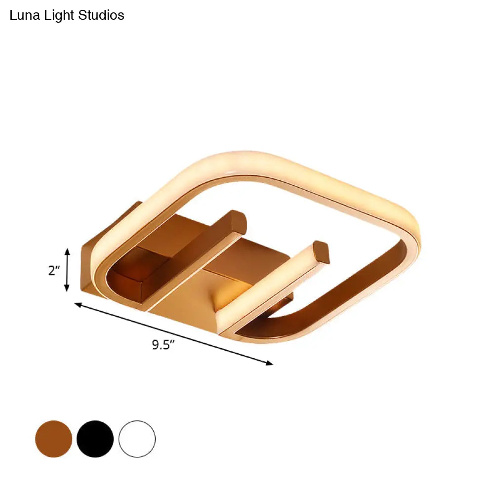 Geometric Led Ceiling Light In Nordic White/Black/Gold With Metallic Finish - Perfect For Hallways