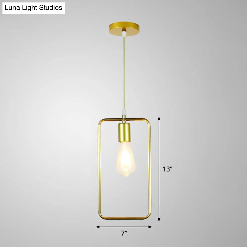 Gold Metal Cage Pendant Ceiling Light - Nordic Design 1 Bulb Dining Room Suspension