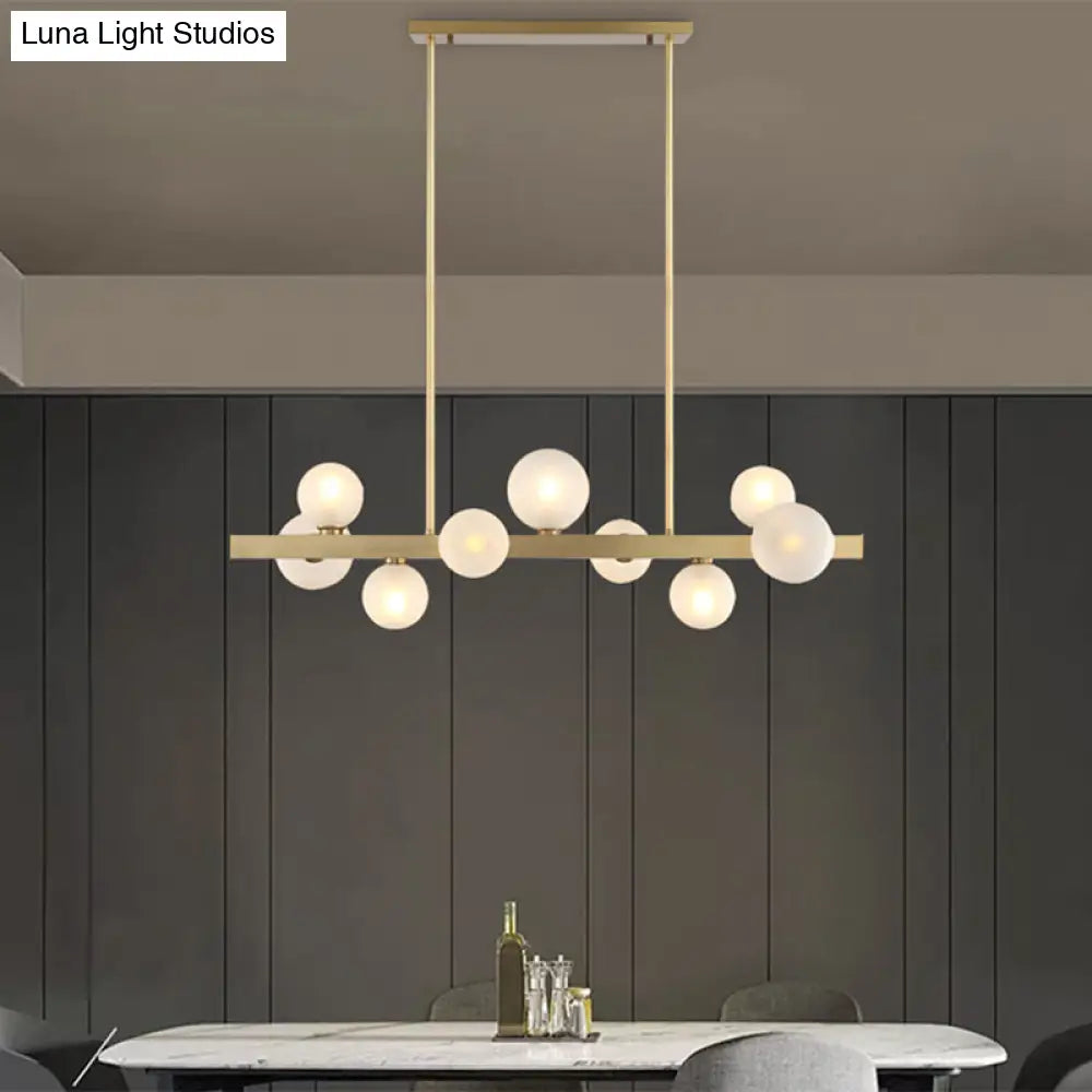 Gold Simplicity Globe Pendant Lamp: Frosted Glass Dining Room Island Lighting
