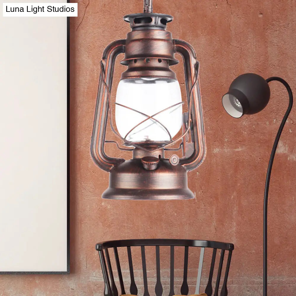 Industrial Clear Glass Pendant Ceiling Light For Coffee Shop - Black/Bronze/Antique Brass Finish