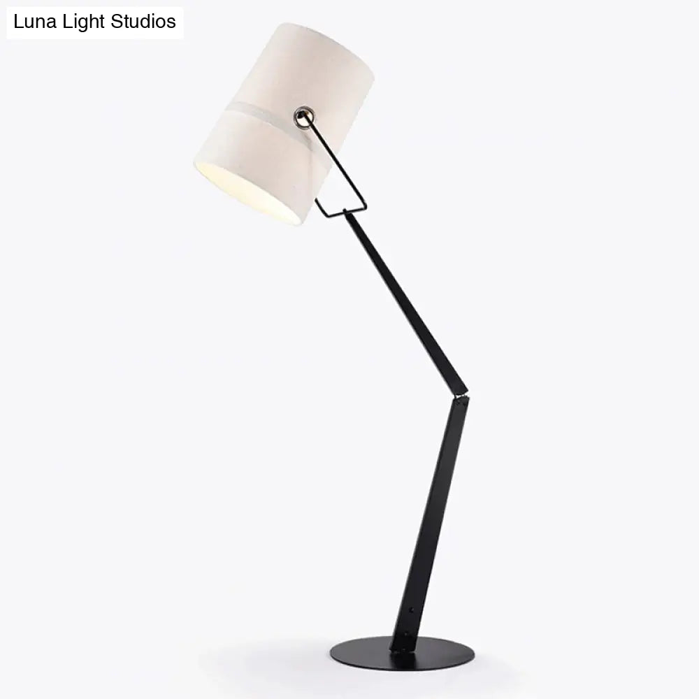 Industrial Style Adjustable Floor Lamp In White - Perfect For Single Bedrooms