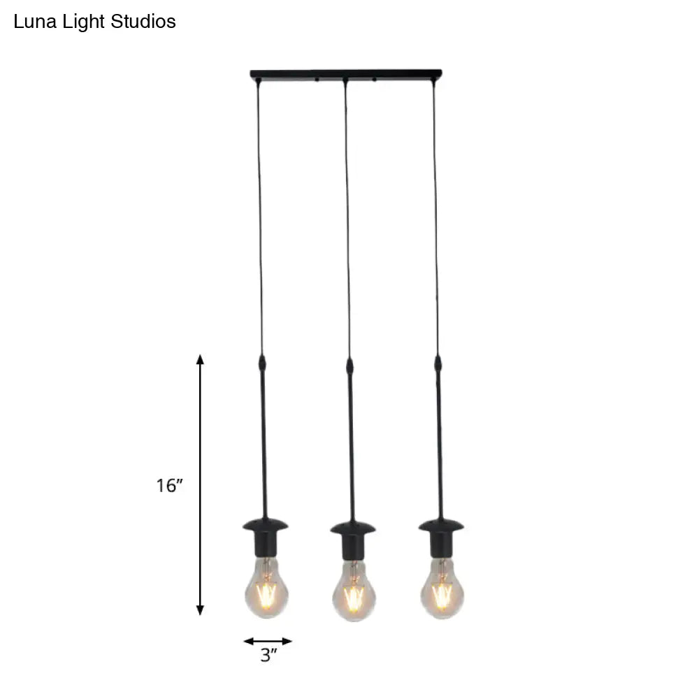 Iron Exposed Bulb Drapes Ceiling Light Loft Pendant Lighting - Black 5/10 Heads Bistro Multi