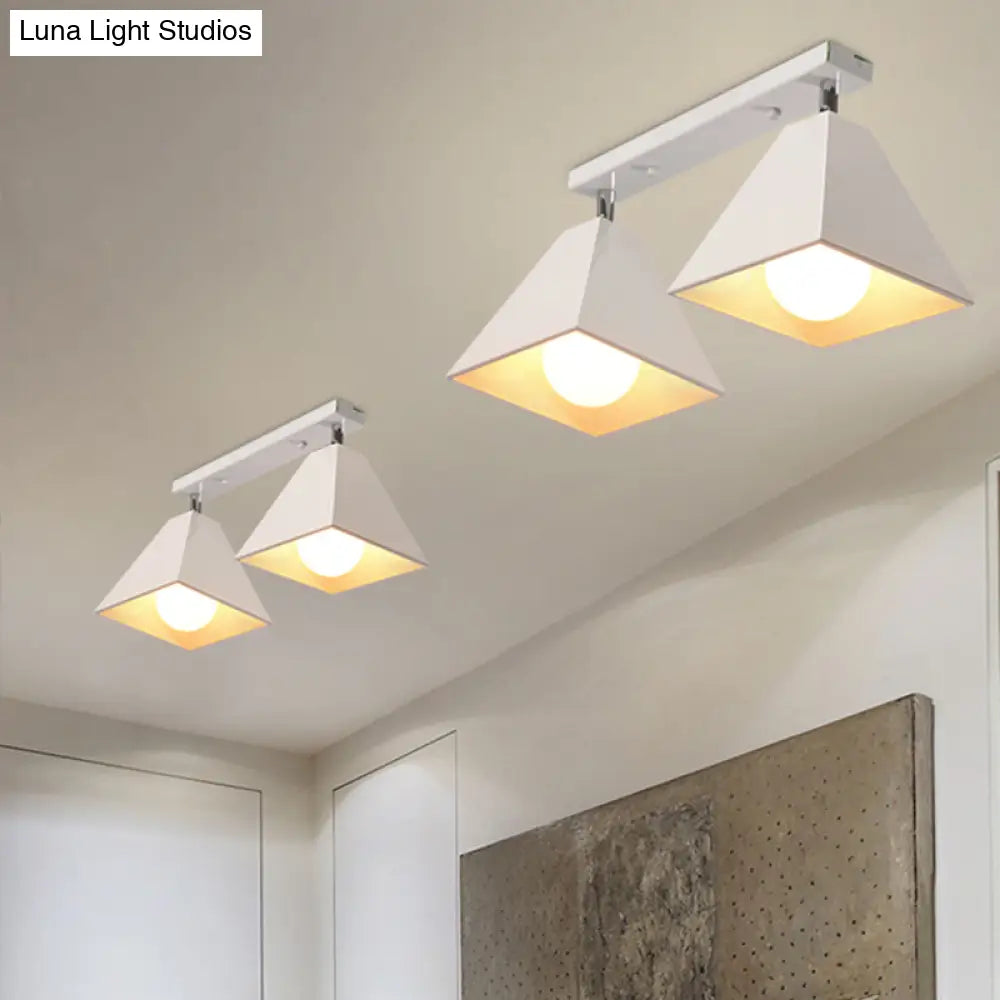 Iron Swivel Shade Ceiling Lamp - Industrial Style Semi - Flush Mount In Black/White (1/2/3 - Head