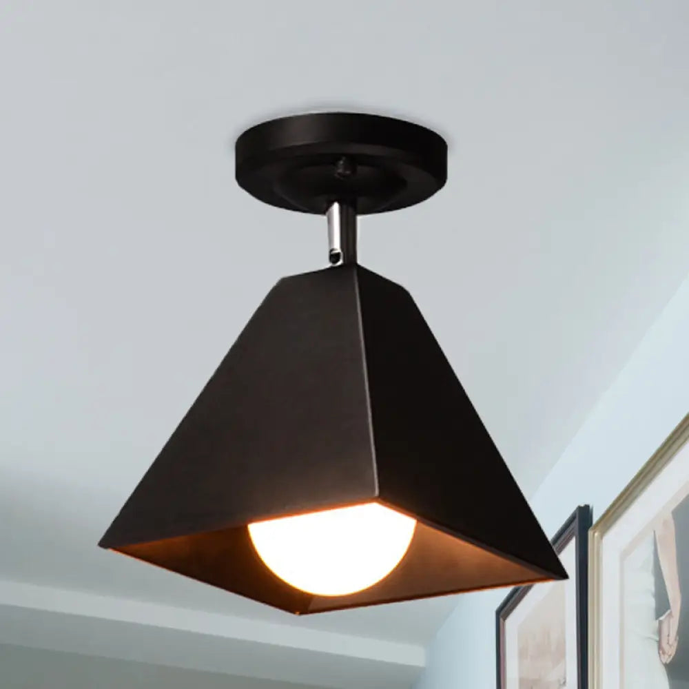 Iron Swivel Shade Ceiling Lamp - Industrial Style Semi - Flush Mount In Black/White (1/2/3 - Head