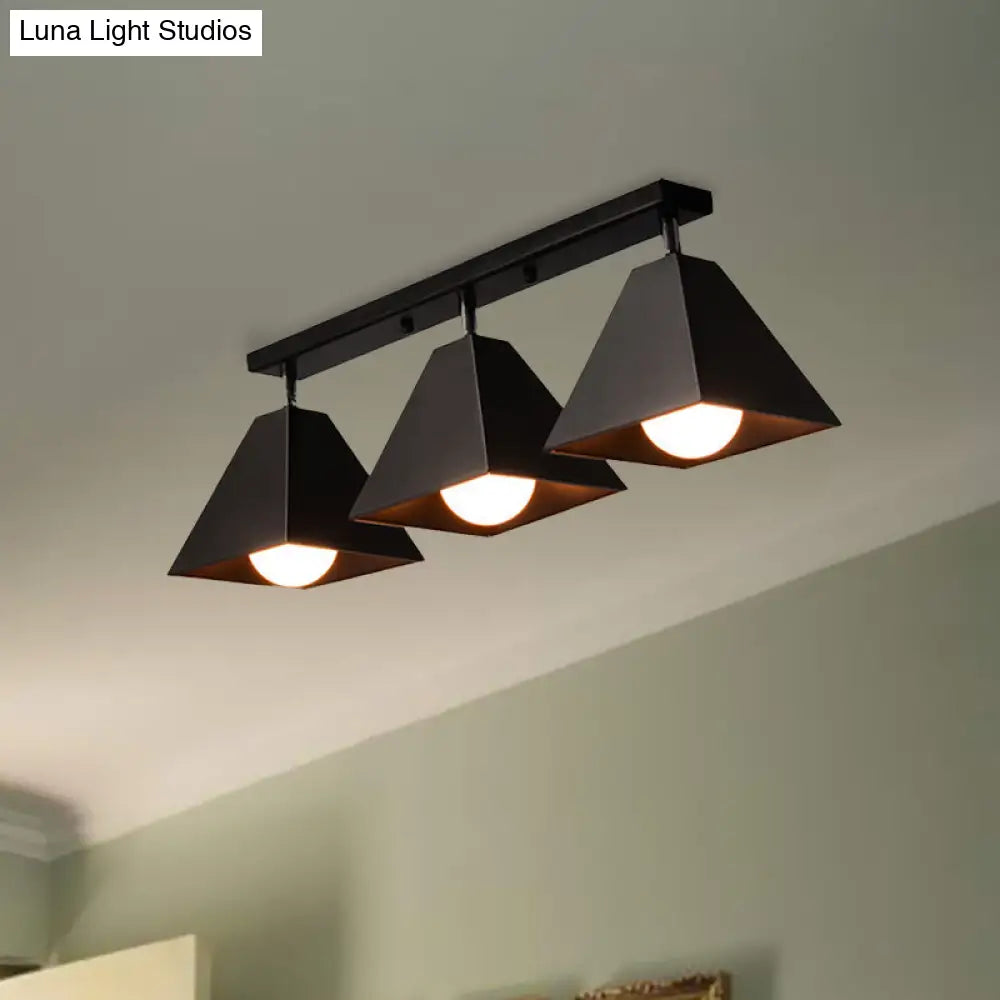 Iron Swivel Shade Ceiling Lamp - Industrial Style Semi - Flush Mount In Black/White (1/2/3 - Head