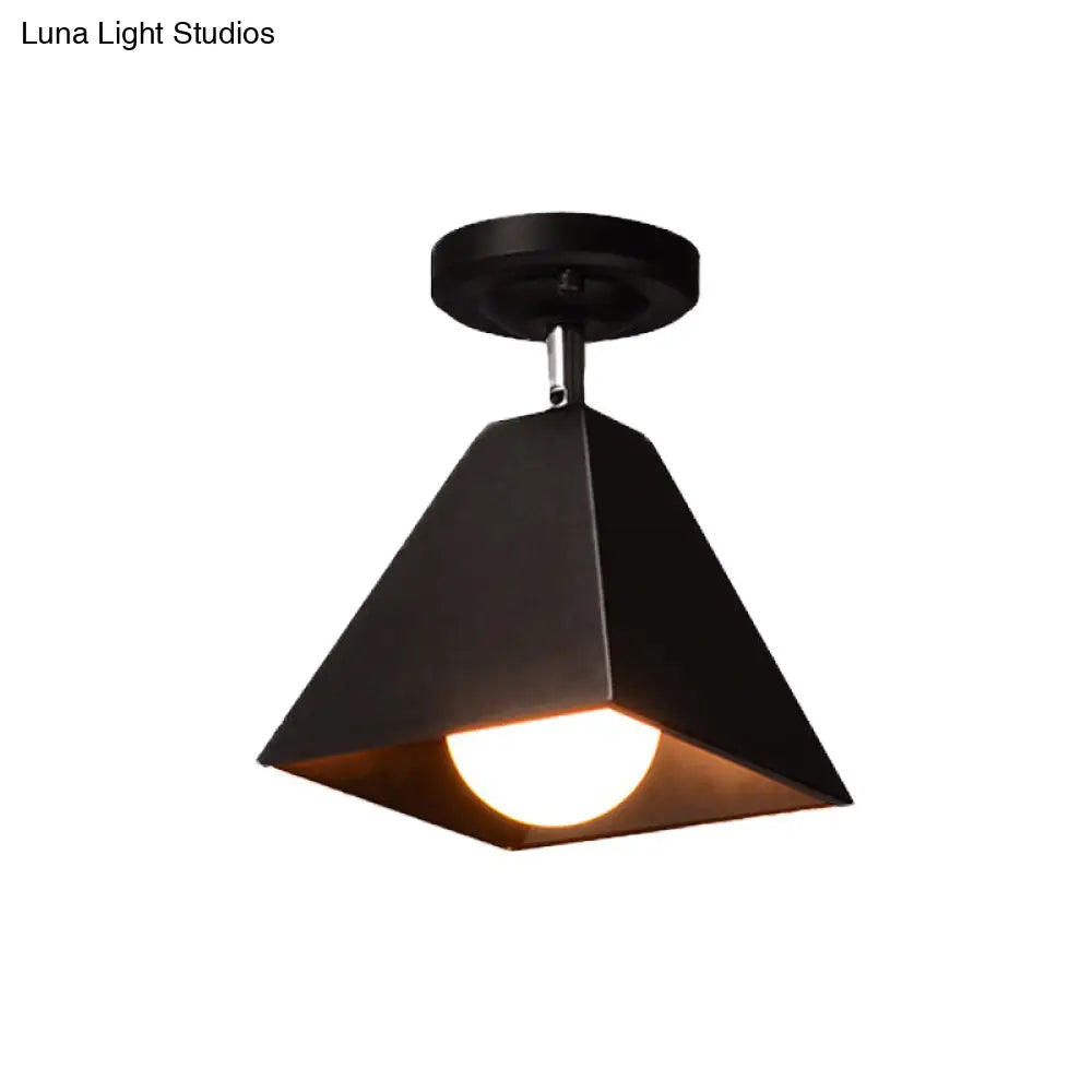 Iron Swivel Shade Ceiling Lamp - Industrial Style Semi - Flush Mount In Black/White (1/2/3 - Head