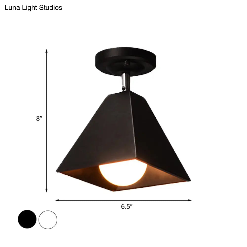 Iron Swivel Shade Ceiling Lamp - Industrial Style Semi - Flush Mount In Black/White (1/2/3 - Head