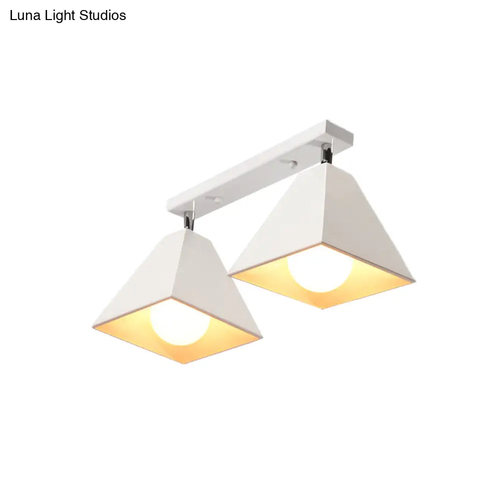 Iron Swivel Shade Ceiling Lamp - Industrial Style Semi - Flush Mount In Black/White (1/2/3 - Head