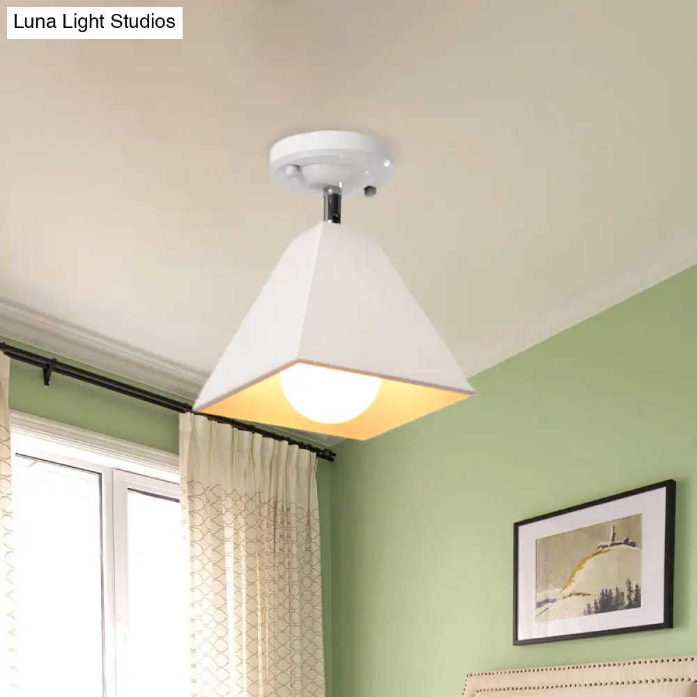 Iron Swivel Shade Ceiling Lamp - Industrial Style Semi - Flush Mount In Black/White (1/2/3 - Head