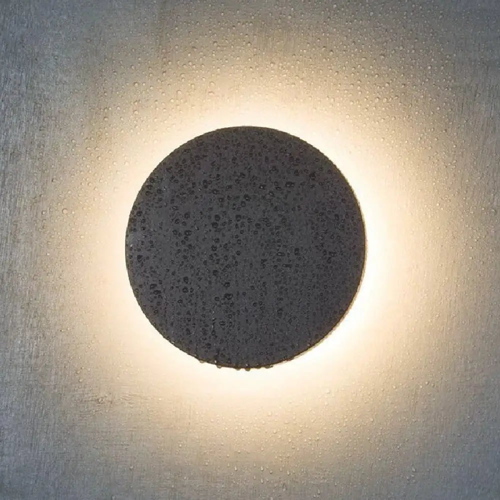 Led Grey Cement Wall Sconce: Flat Round Simplicity With Mounting For Bedroom Lighting / 7