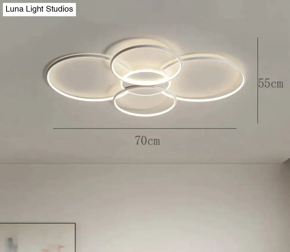 Living Room Main Lamp Atmospheric Hall Minimalist Circular Ring Indoor Ceiling White / L 70Cm Warm