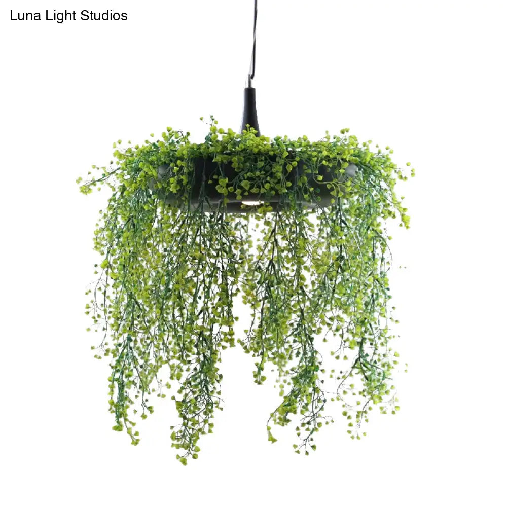 Loft Style Metal Pendant Lighting With Donut Design | 1-Bulb Hanging Ceiling Light For Balcony