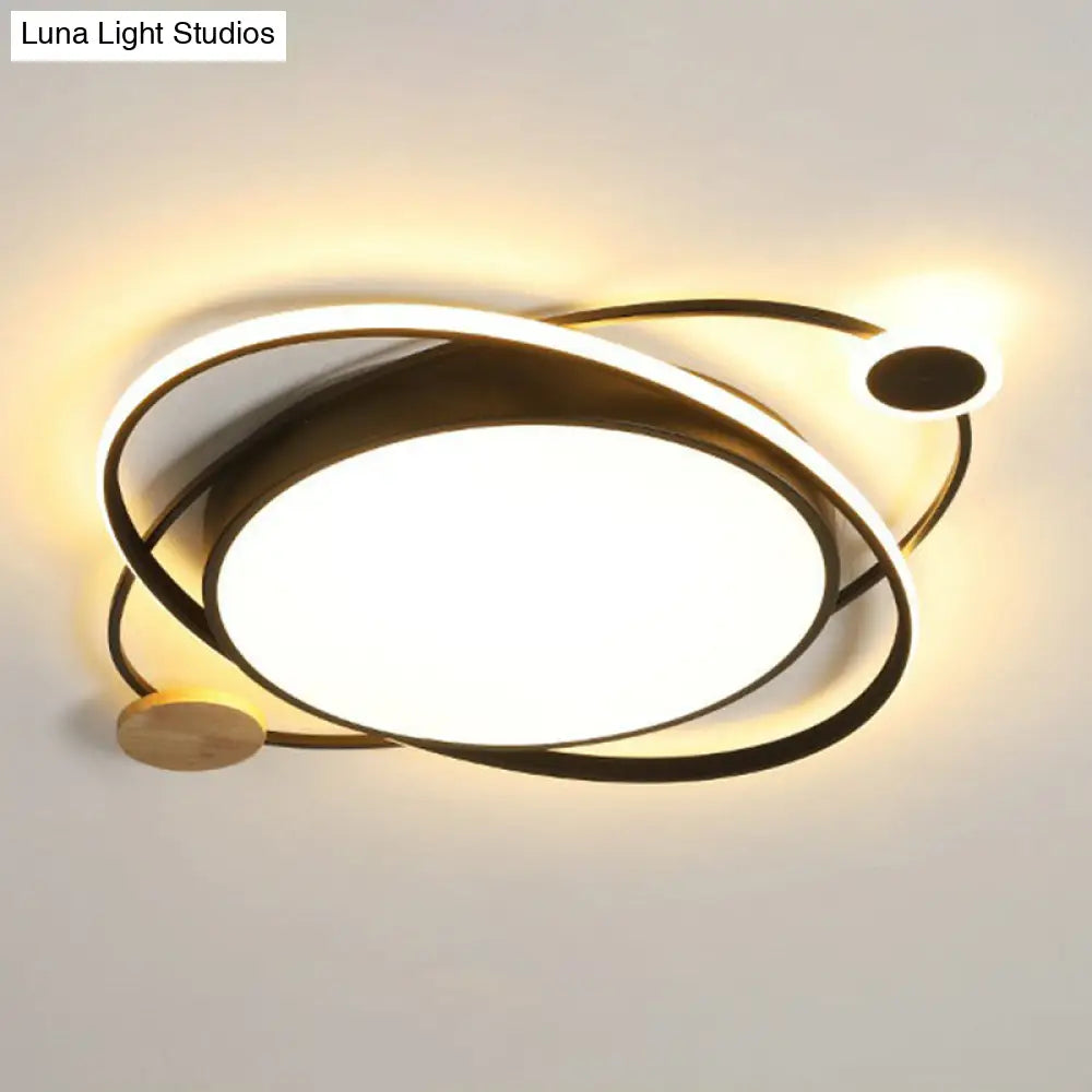Macaron Led Orbit Flush Mount Lighting For Kids’ Bedroom Ceiling - Metallic Color