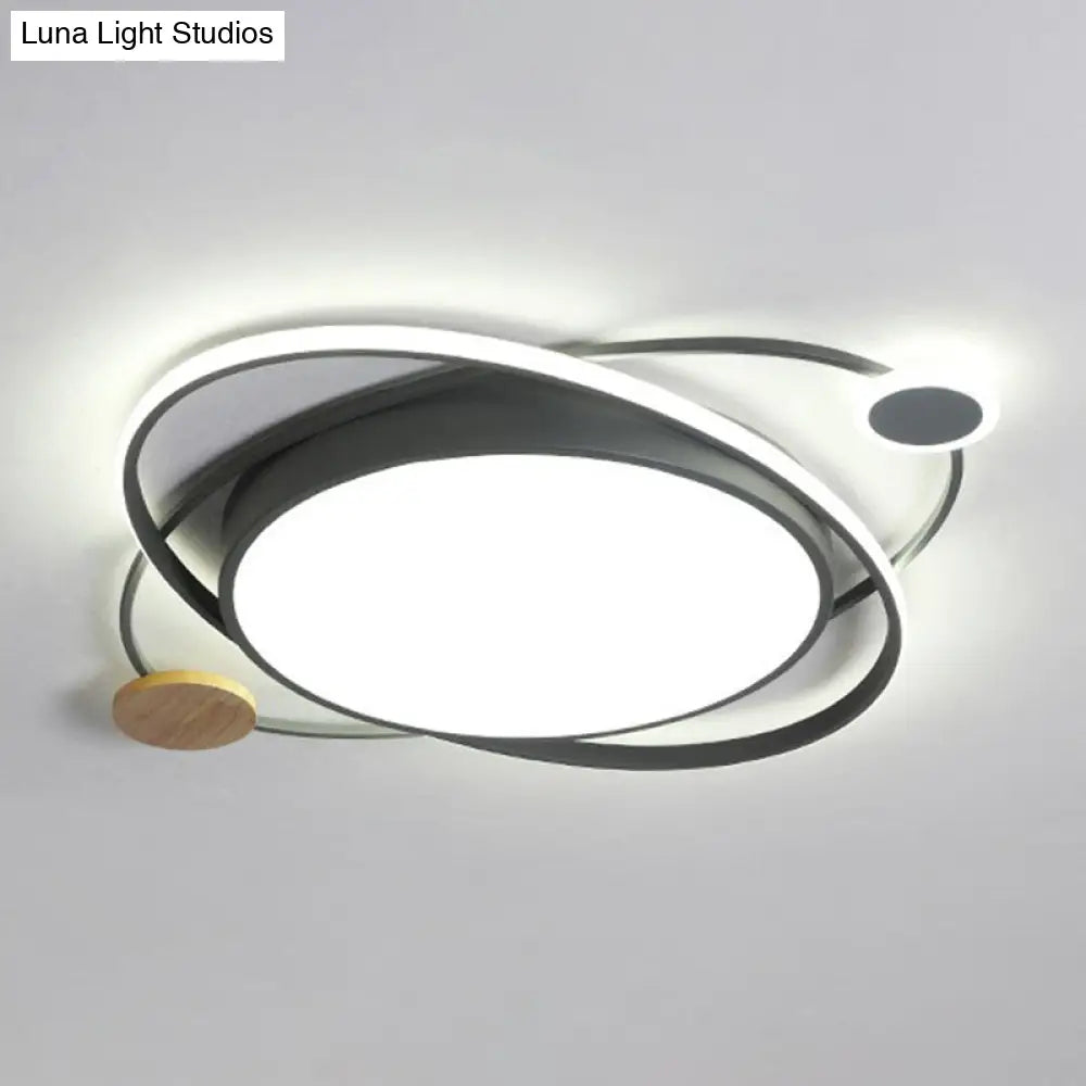 Macaron Led Orbit Flush Mount Lighting For Kids’ Bedroom Ceiling - Metallic Color