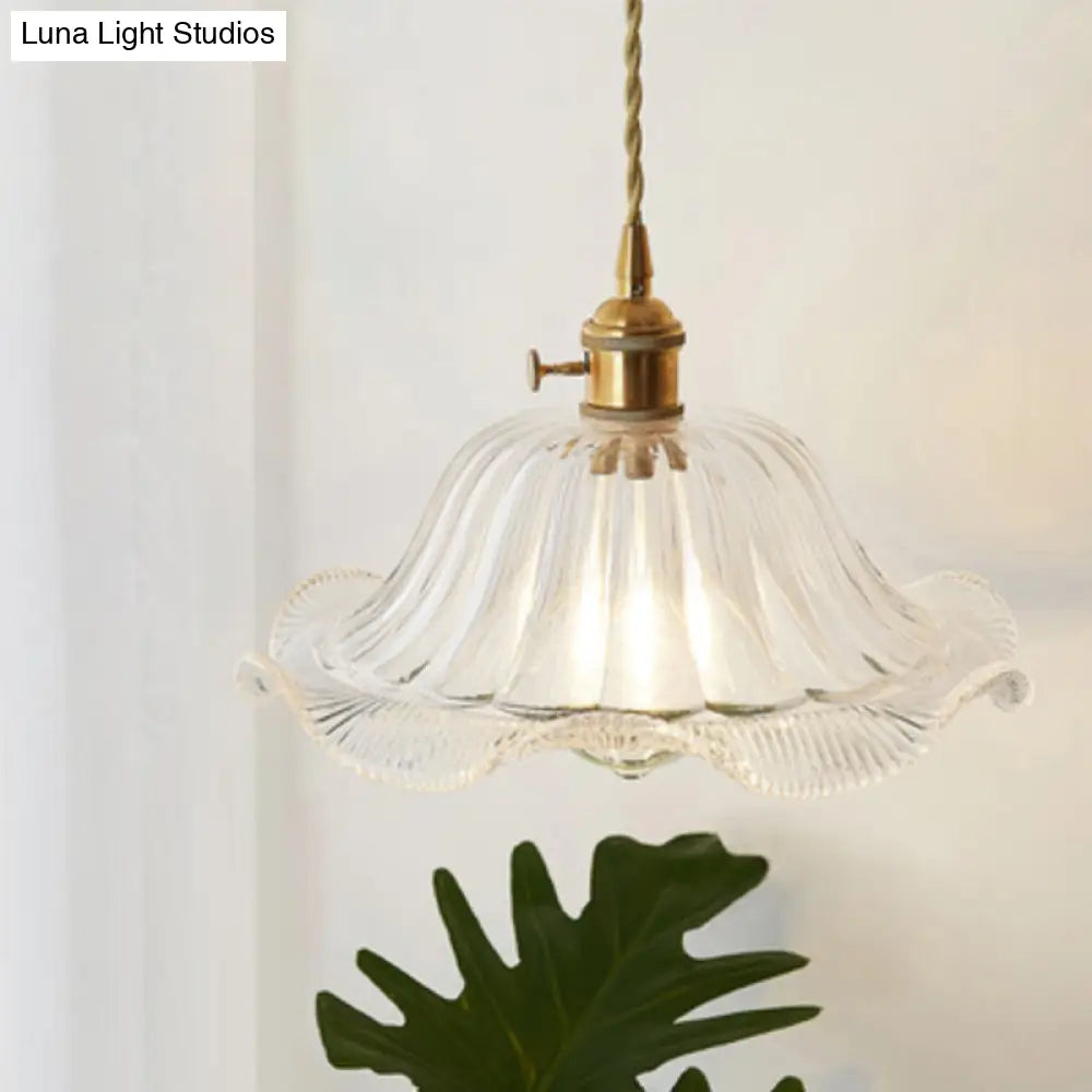 Menkent - Vintage Shaded Pendant Light: 1-Light Clear Glass Hanging Fixture For