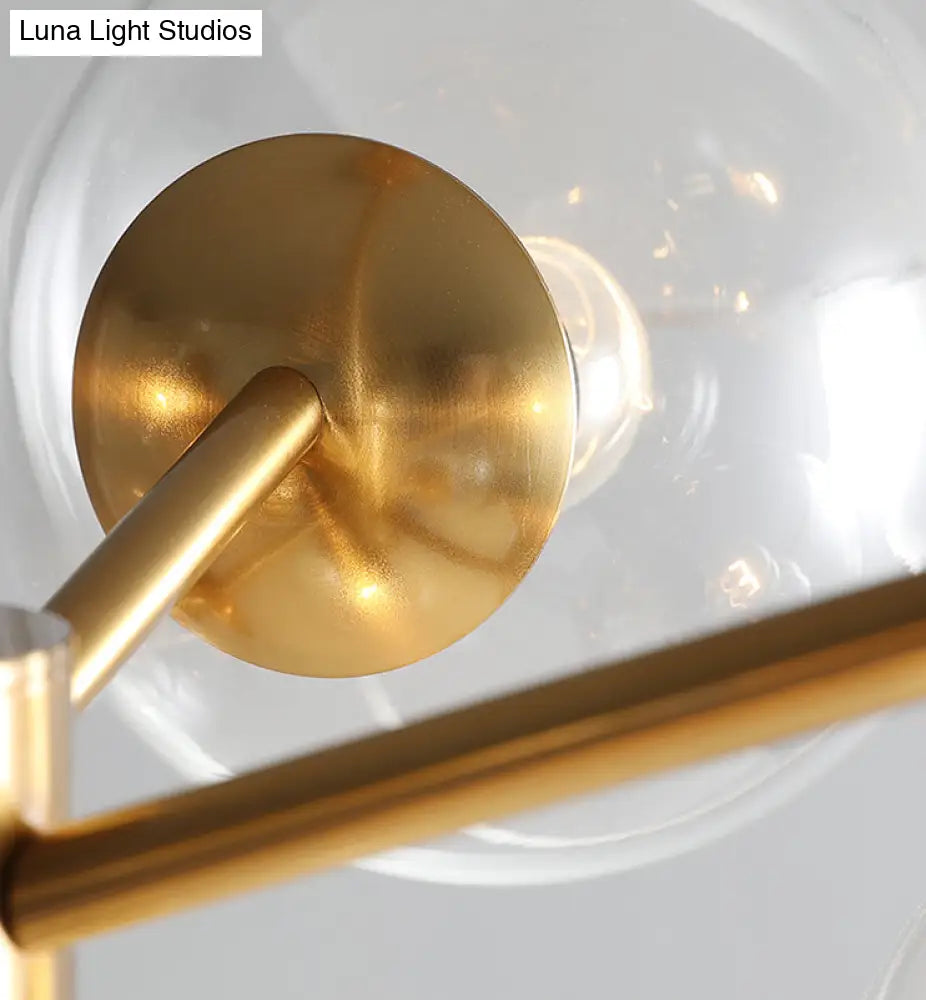 Mid-Century Gold Island Pendant Light - 8 Lights Spherical Glass Perfect For Dining Table