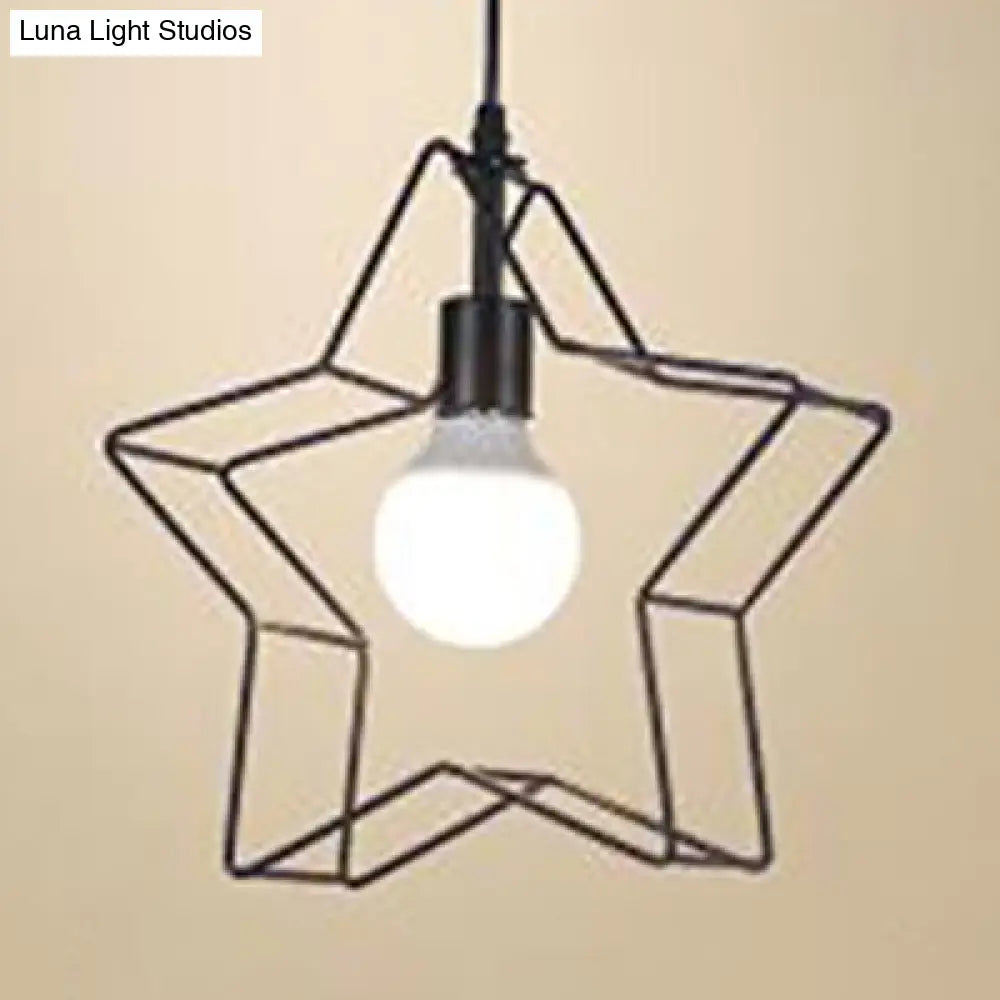 Minimalist Black/Bronze Metal Wire Pendant Lighting For Living Room - Star Ceiling Hanging Light
