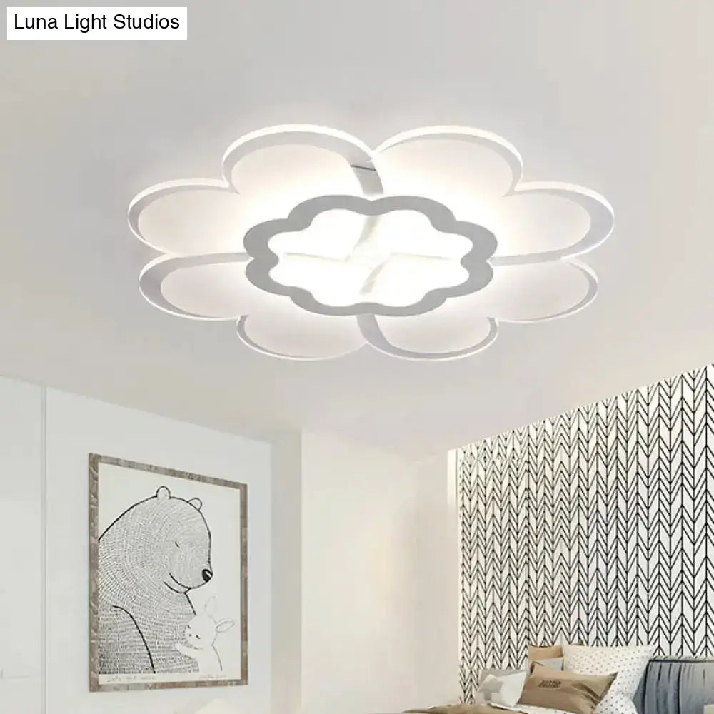 Minimalist Flush Mount Led Ceiling Lamp In White With Ultrathin Design & Acrylic Finish