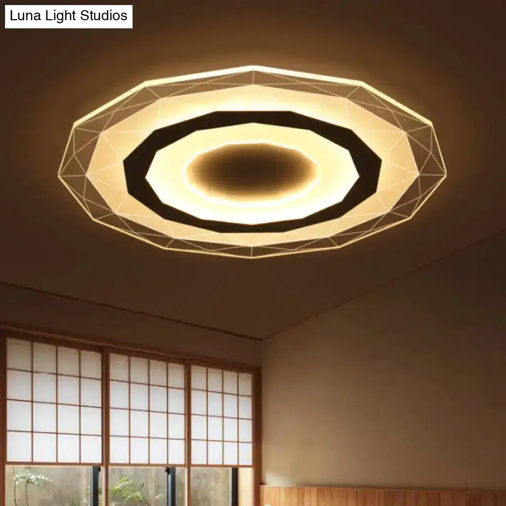 Minimalist Flush Mount Led Ceiling Lamp In White With Ultrathin Design & Acrylic Finish