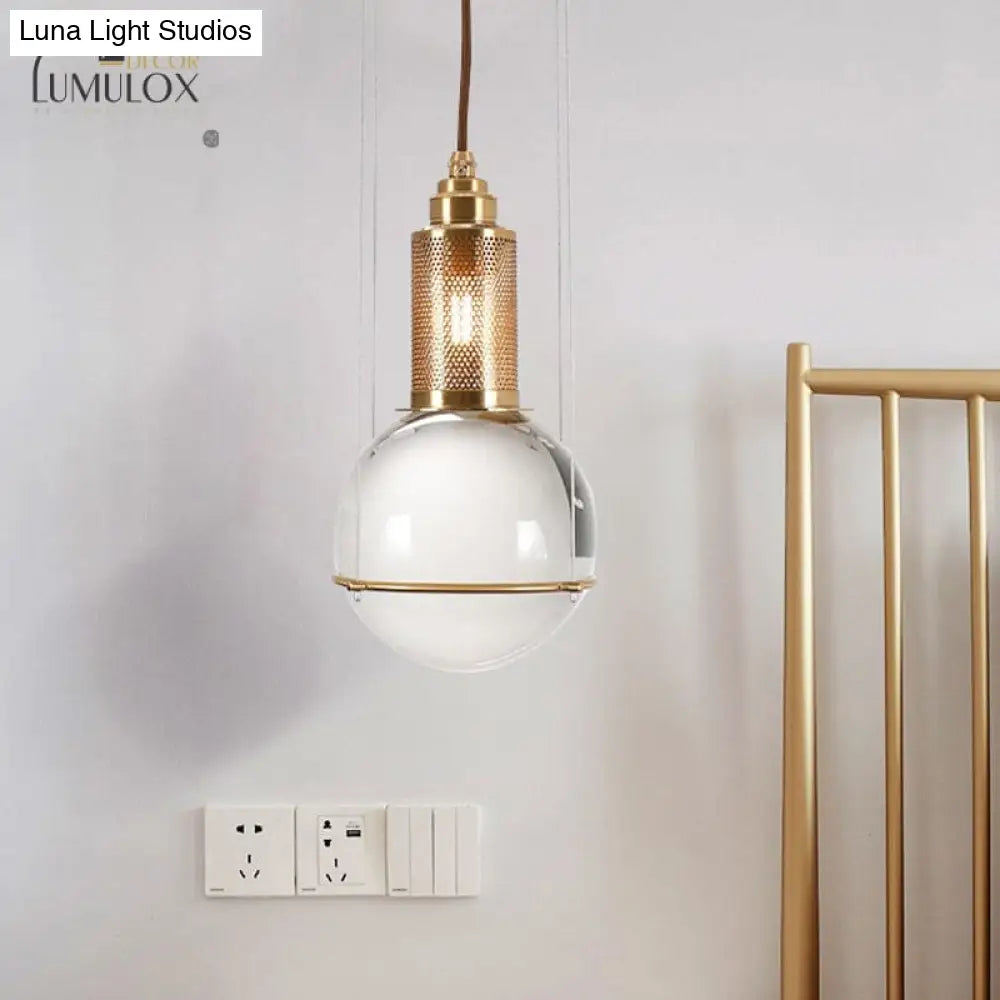 Minimalist Globe Crystal Shade Living Room Hanging Lamp Pendant Lighting