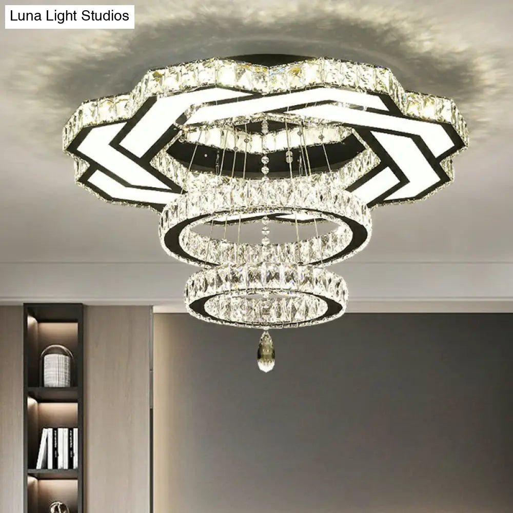 Minimalist Halo Ring Crystal Ceiling Mounted Light For Dining Room