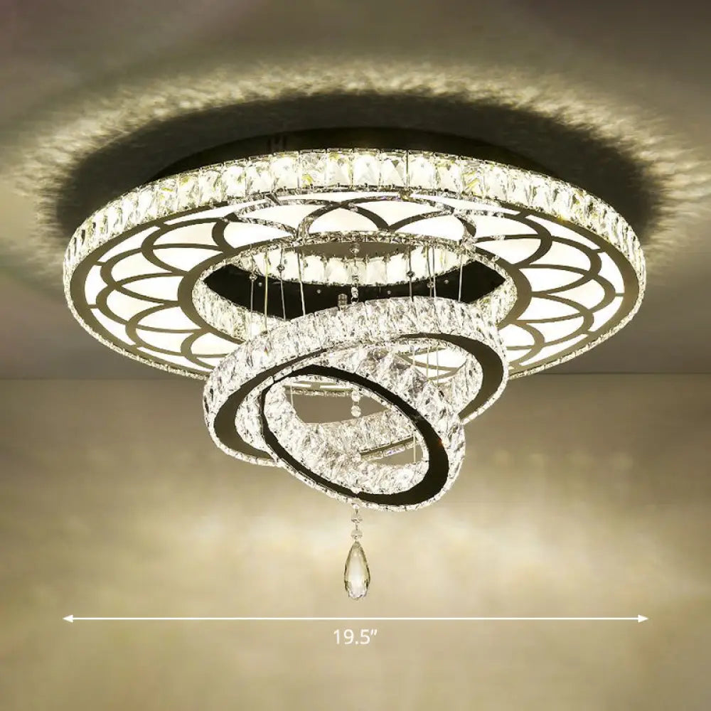 Minimalist Halo Ring Crystal Ceiling Mounted Light For Dining Room Clear / 19.5’ Round