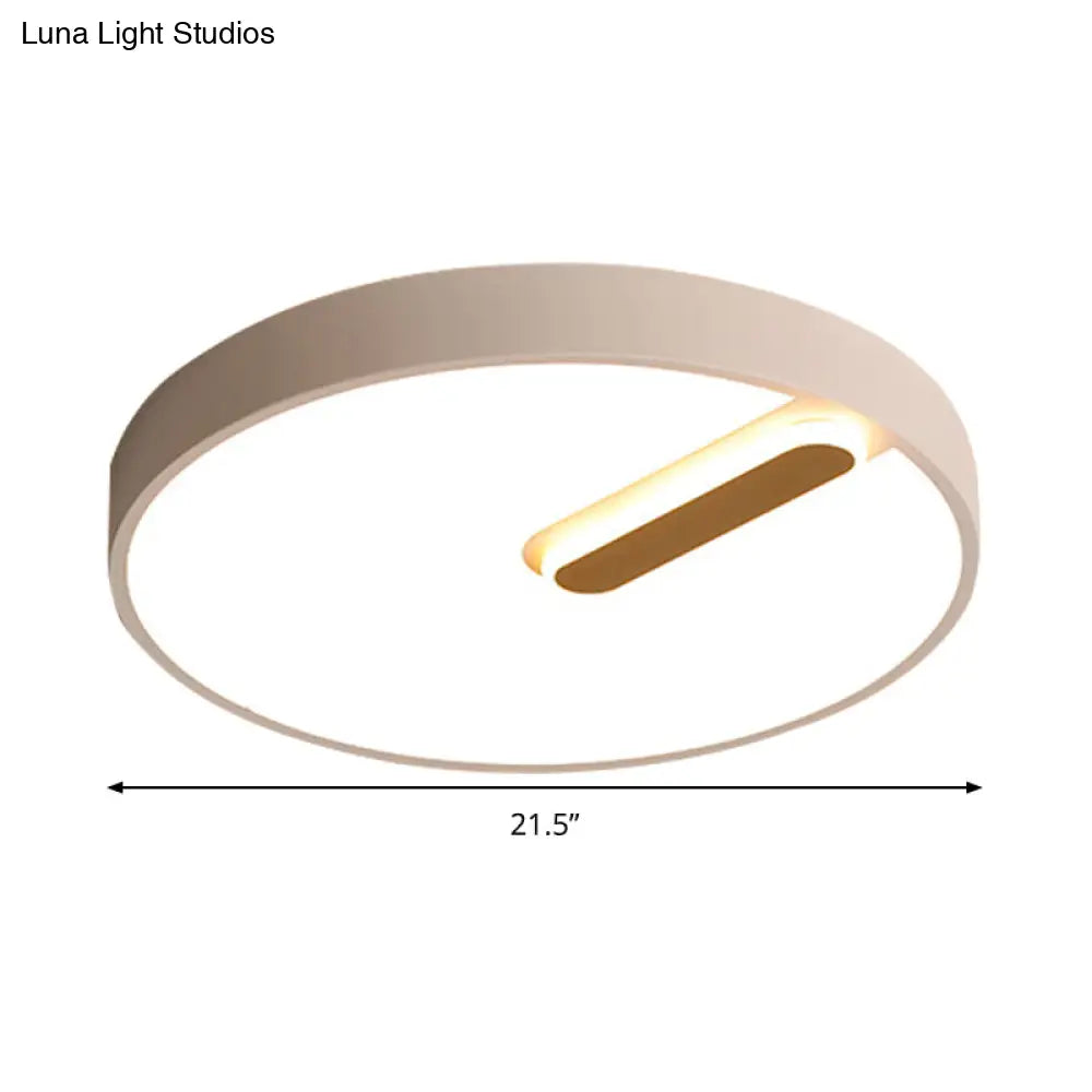 Minimalist Round Ceiling Light With Led & Remote - Black/White Acrylic 18’/21.5’ Wide