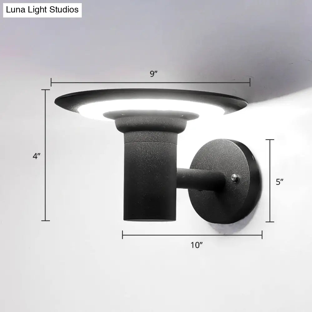 Minimalist Solar Wall Light For Courtyard With Black Tray Design And Led Aluminum Sconce