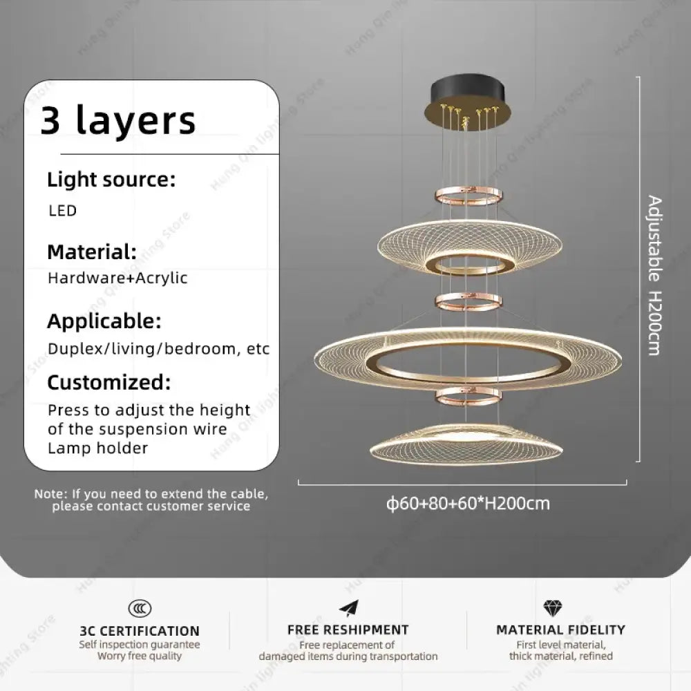 Mira Modern White LED Aluminum Chandelier Pendant Light for Living Room & Hotels D60 80 60cm / tricolor light chandelier