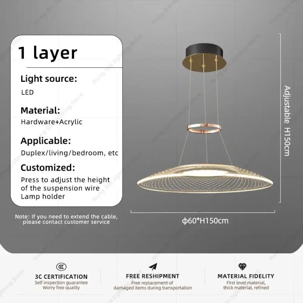 Mira Modern White LED Aluminum Chandelier Pendant Light for Living Room & Hotels D60cm / tricolor light chandelier