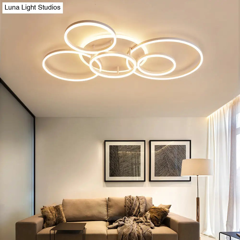 Modern Acrylic Led Flush Ceiling Light With Halo - Like Ring - White 2/3/5 Lights