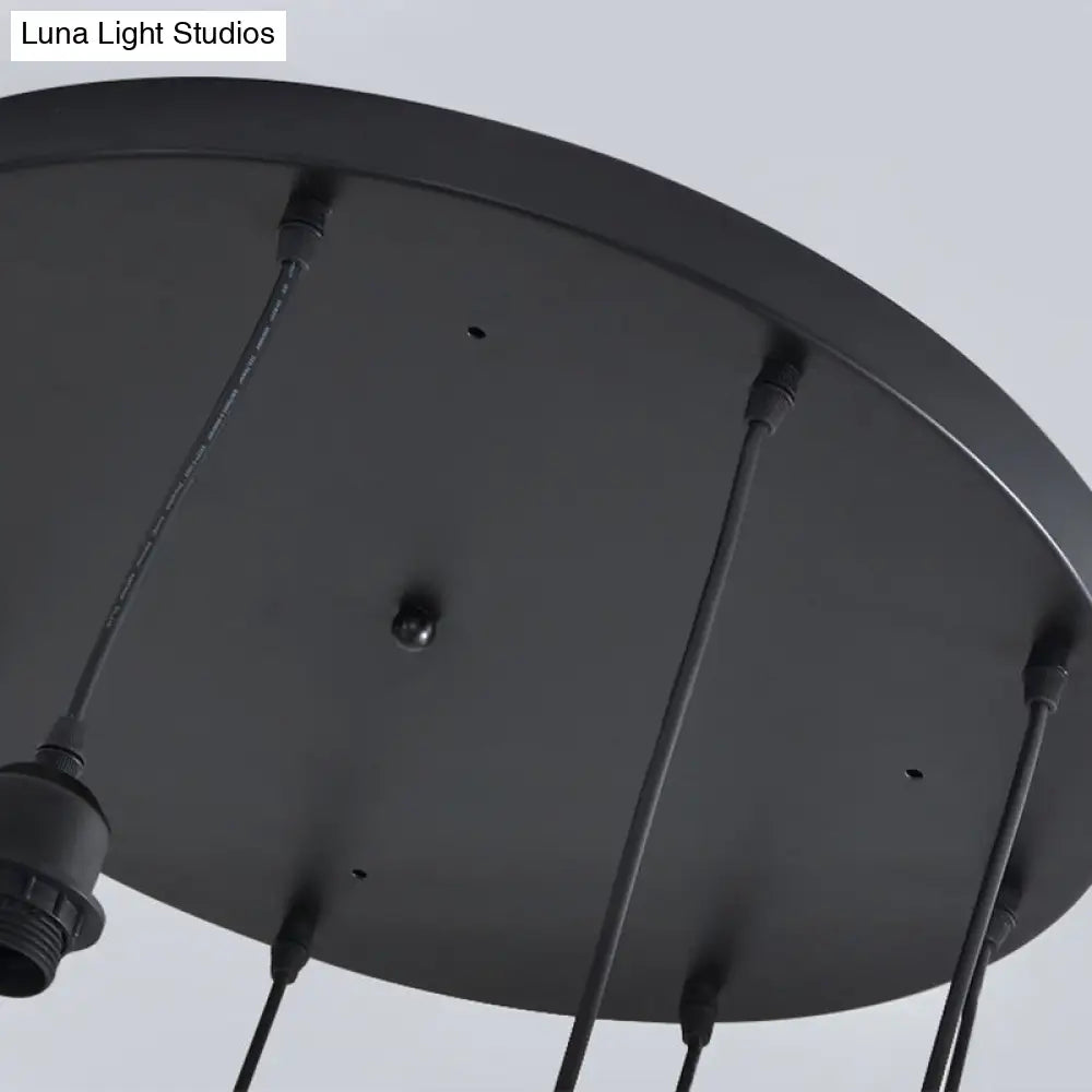 Modern Black Crystal Spiral Cube Pendant Light - 6 Bulbs Multi Light Hanging Fixture Black