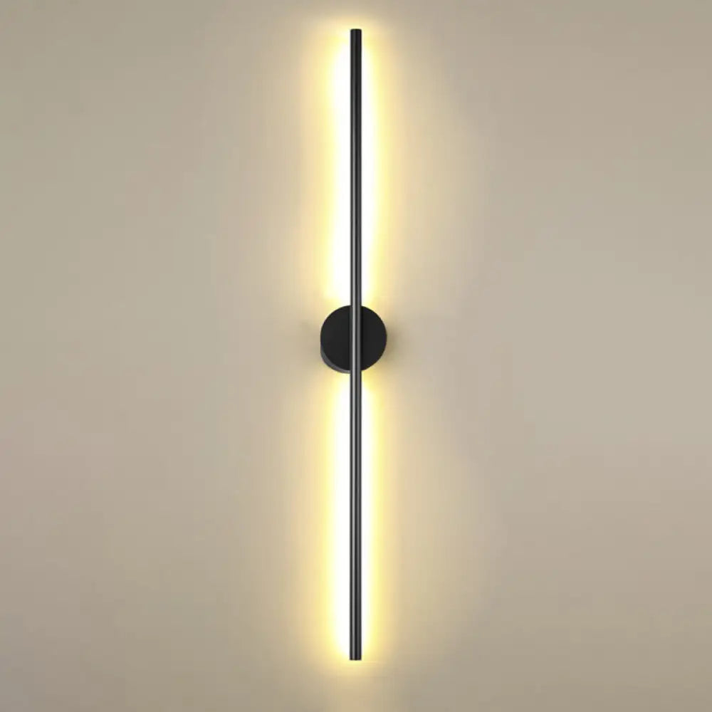 Modern Black Led Wall Sconce For Living Room - Stylish Metallic Fixture / Round Canopy 39