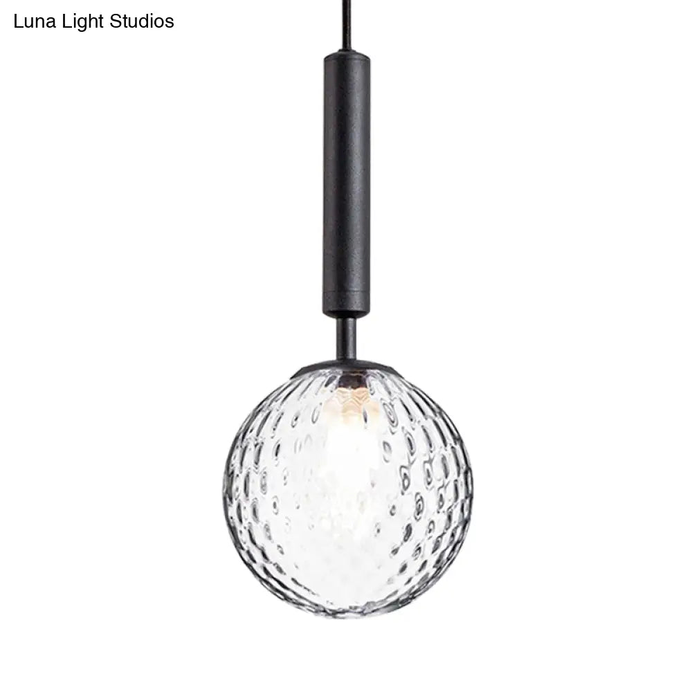 Modern Clear Prism Glass Pendant Light - 1 Head Hanging Lamp In Black/Brass