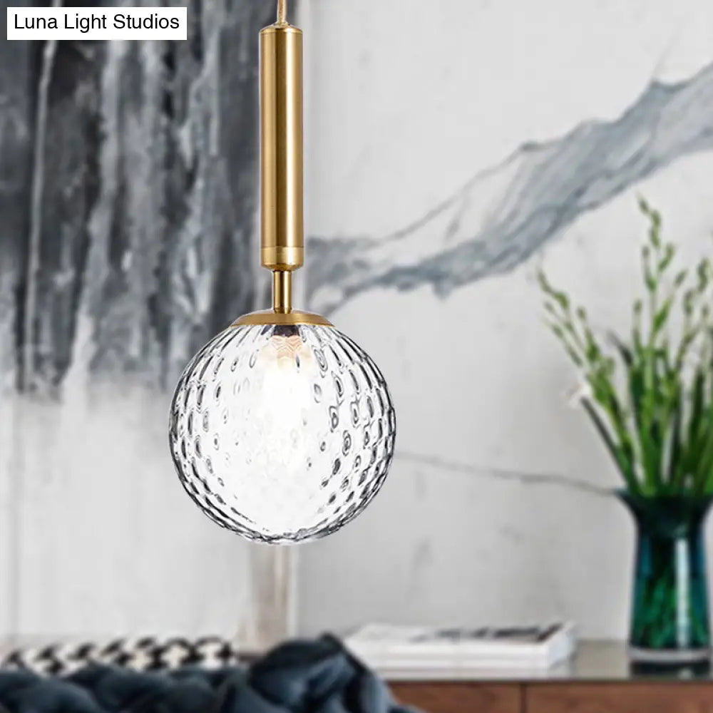 Modern Clear Prism Glass Pendant Light - 1 Head Hanging Lamp In Black/Brass