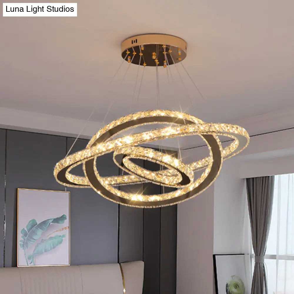 Modern Crystal Ring Pendant Light For Living Room