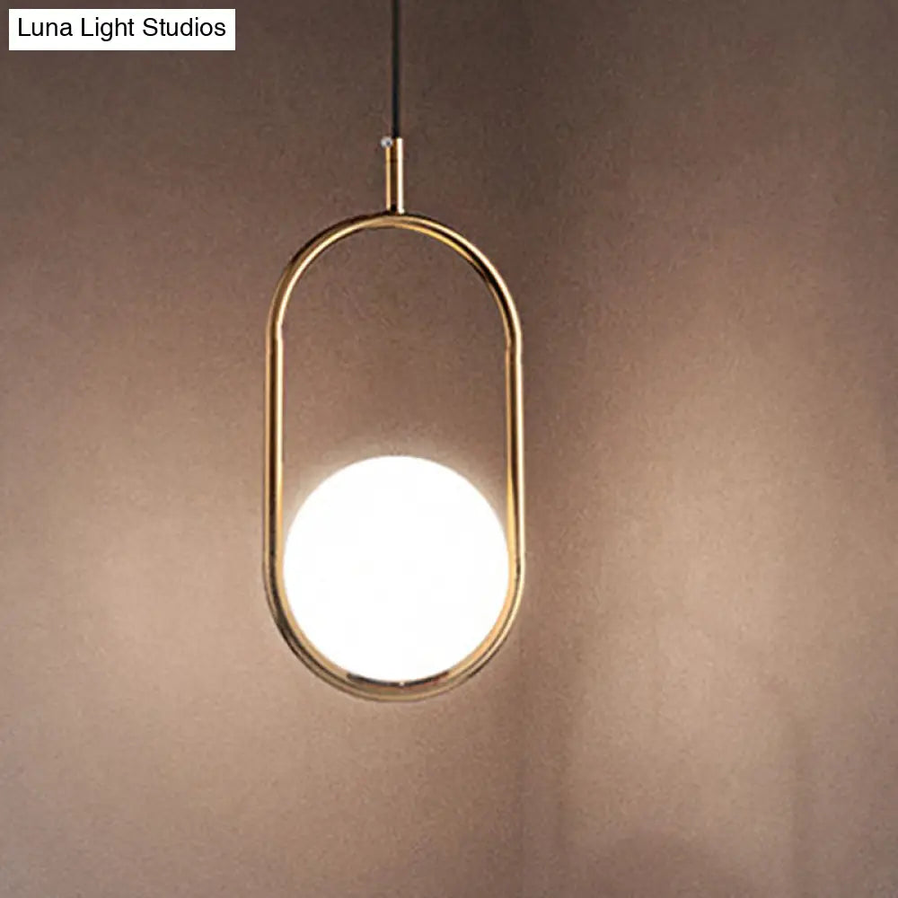 Modern Globe Pendant Light White Glass Black/Gold Hanging Ceiling Lamp For Bedroom Lighting