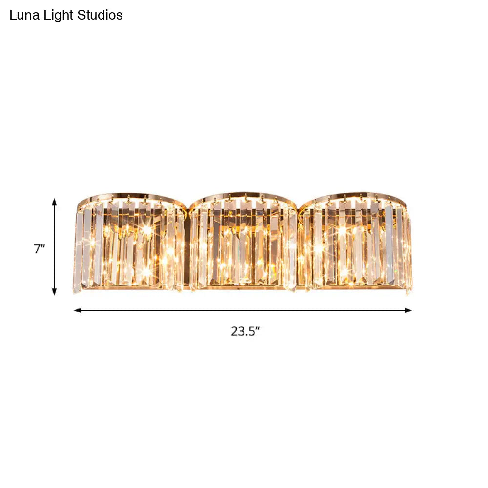 Modern Gold Led Wall Light With Clear Crystal Block - Linear Sconce