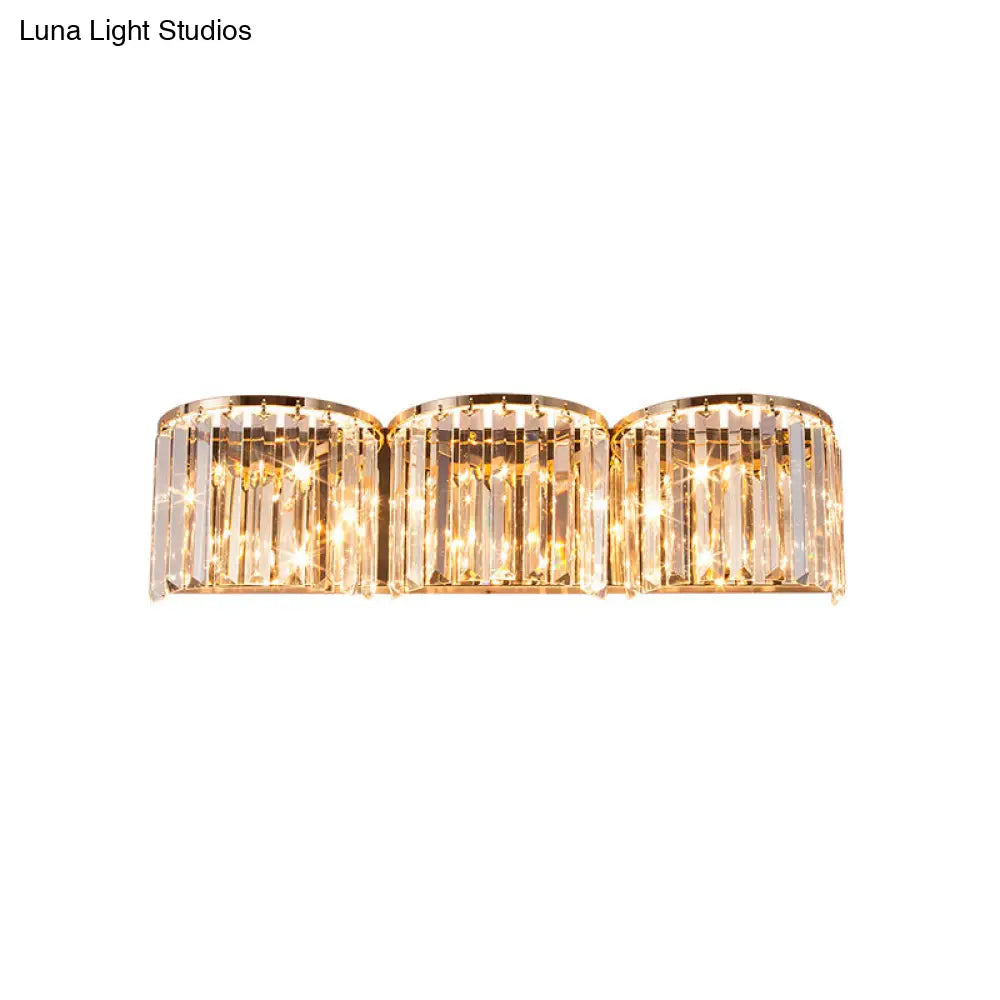 Modern Gold Led Wall Light With Clear Crystal Block - Linear Sconce