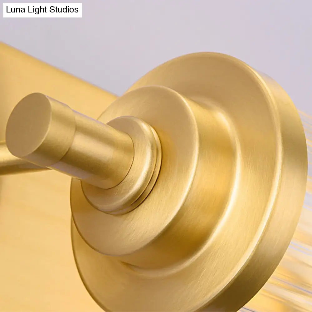 Modern Gold Metal Led Crystal Vanity Sconce - Wall Mounted Mirror Front For Bath