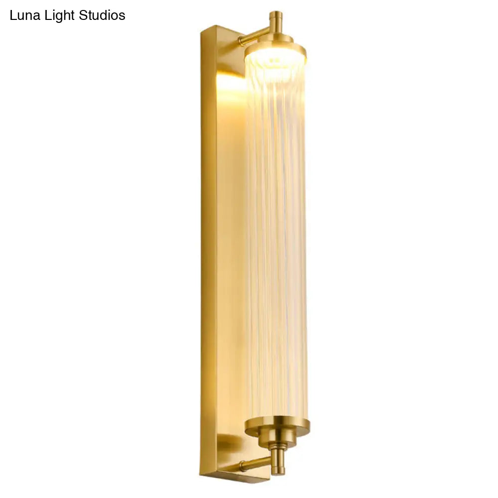 Modern Gold Metal Led Crystal Vanity Sconce - Wall Mounted Mirror Front For Bath