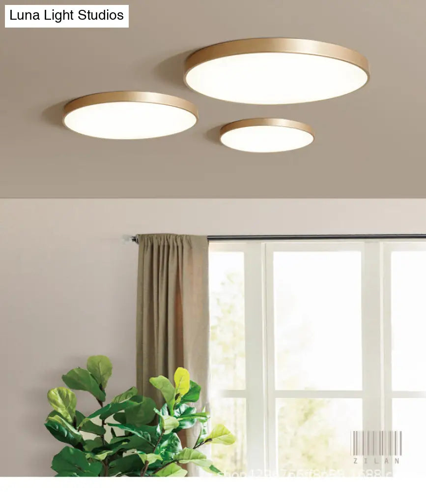 Modern Gold Metal Led Flush Mount Ceiling Lamp For Bedroom Lighting