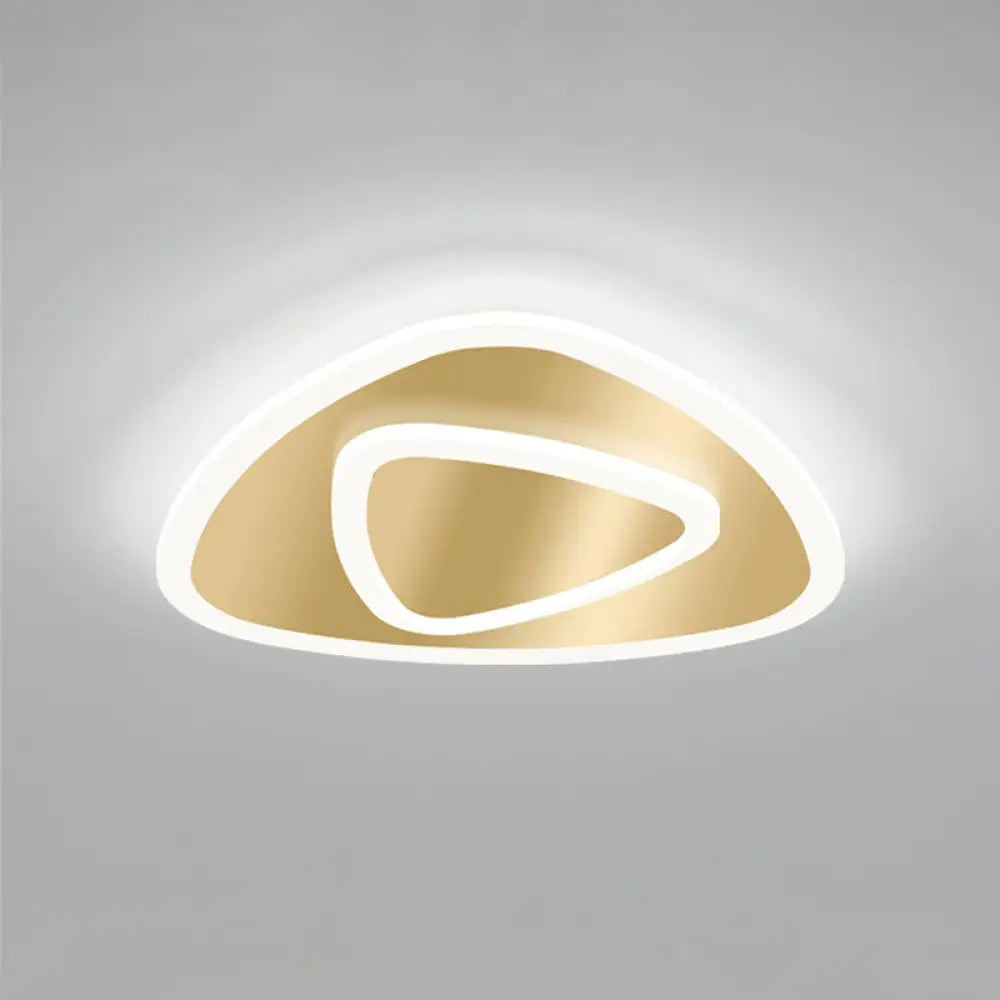 Modern Golden Geometric Flushmount Ceiling Light With Acrylic Led For Stairs Gold / White Triangle