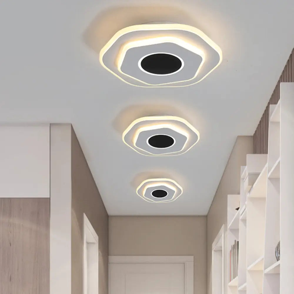 Modern Layered Hexagon Acrylic Led Ceiling Light Fixture With Warm/White Glow Black - White / Warm