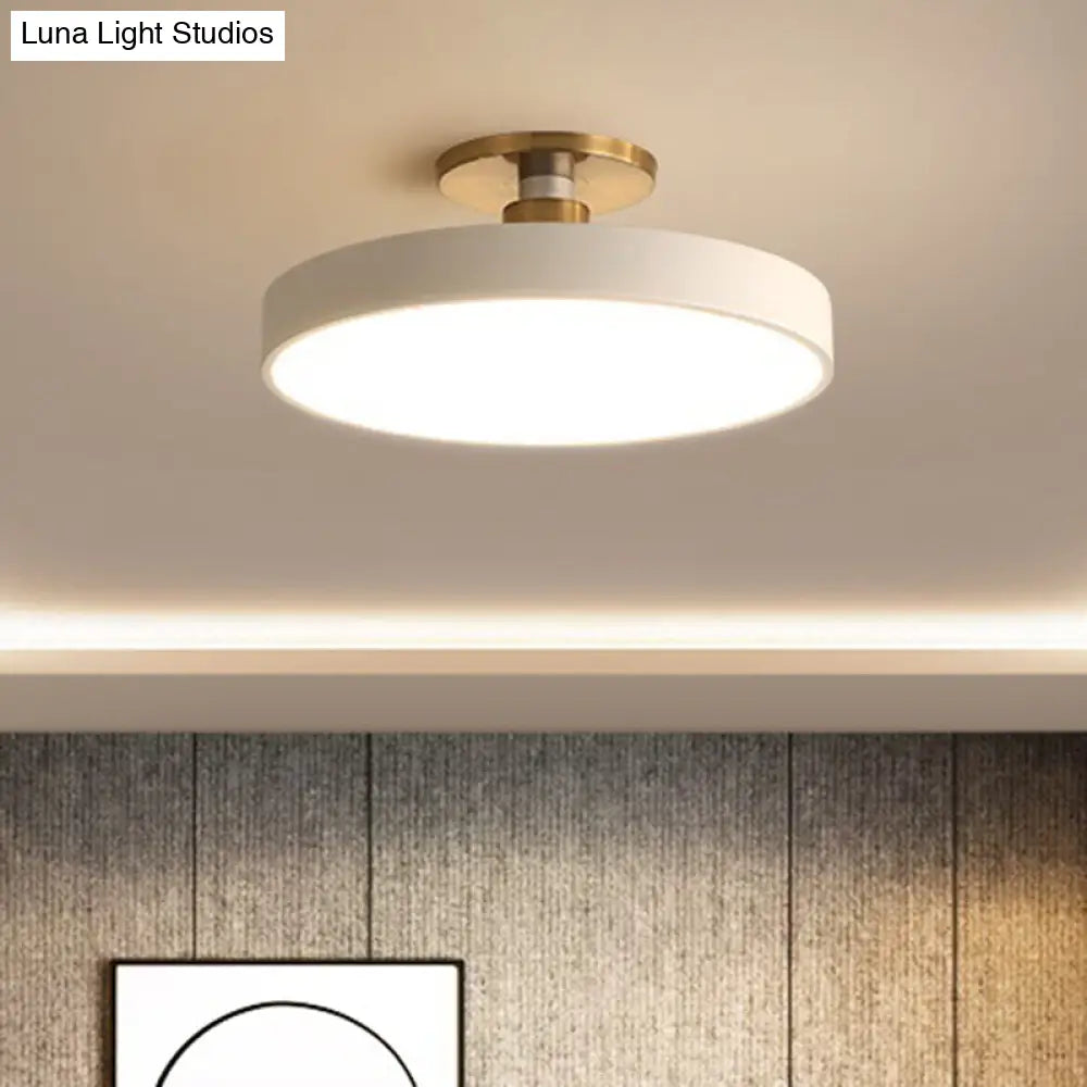 Modern Led Acrylic Semi Flush Mount Ceiling Light Fixture With Circular Ring Design
