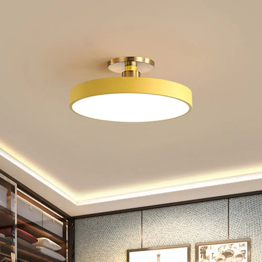 Modern Led Acrylic Semi Flush Mount Ceiling Light Fixture With Circular Ring Design Yellow / Warm