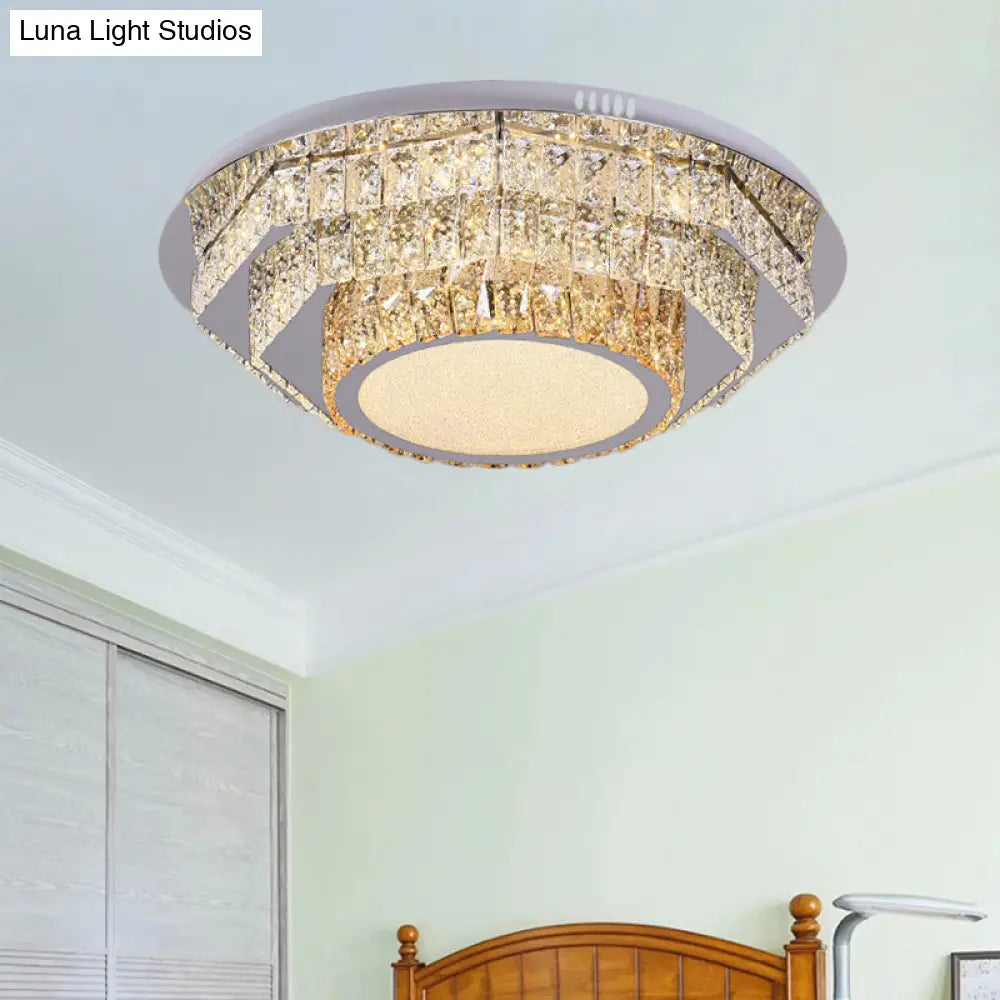 Modern Led Ceiling Lamp: Stainless - Steel Flushmount With Elegant Crystal Design