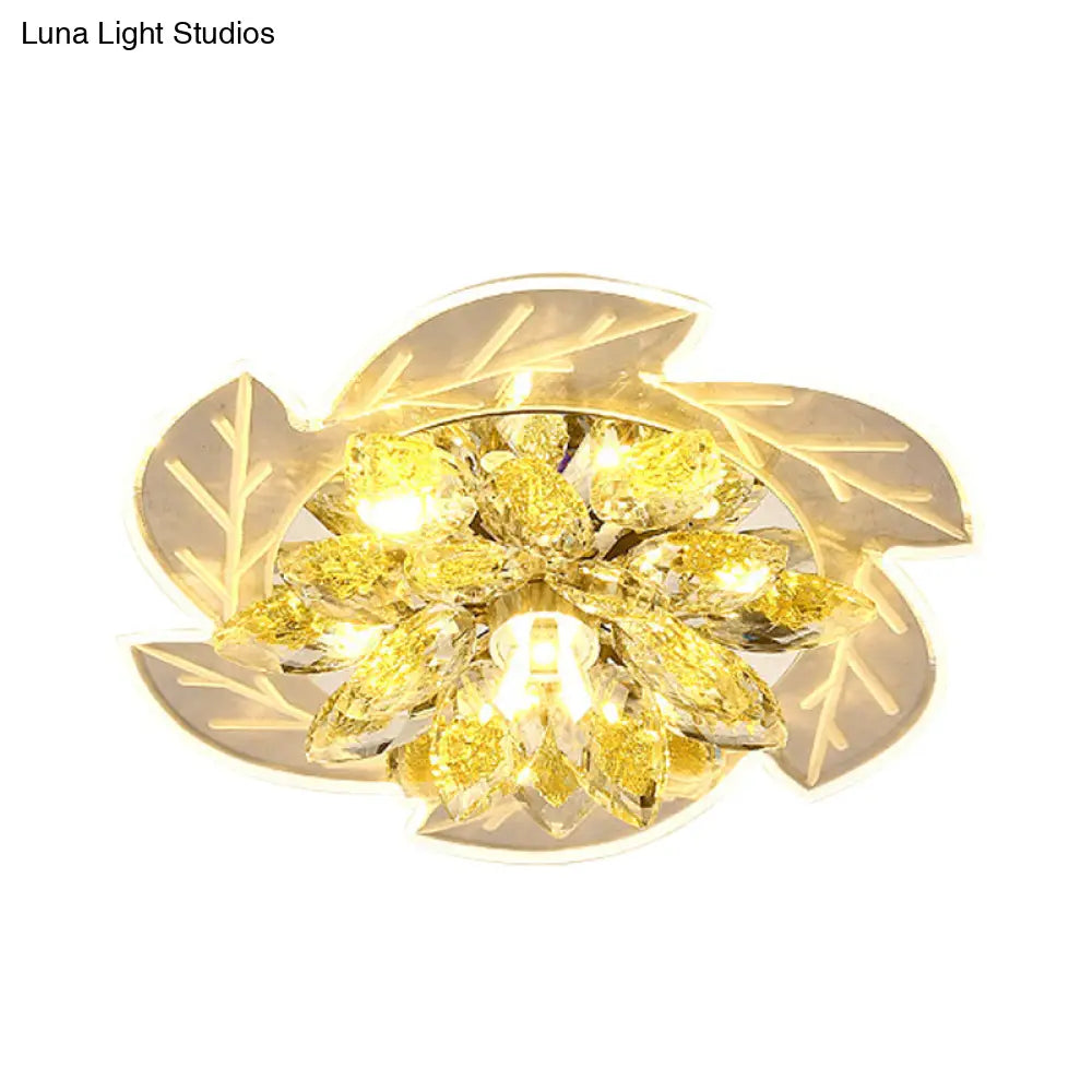 Modern Led Crystal Flower Ceiling Light Flush Mount