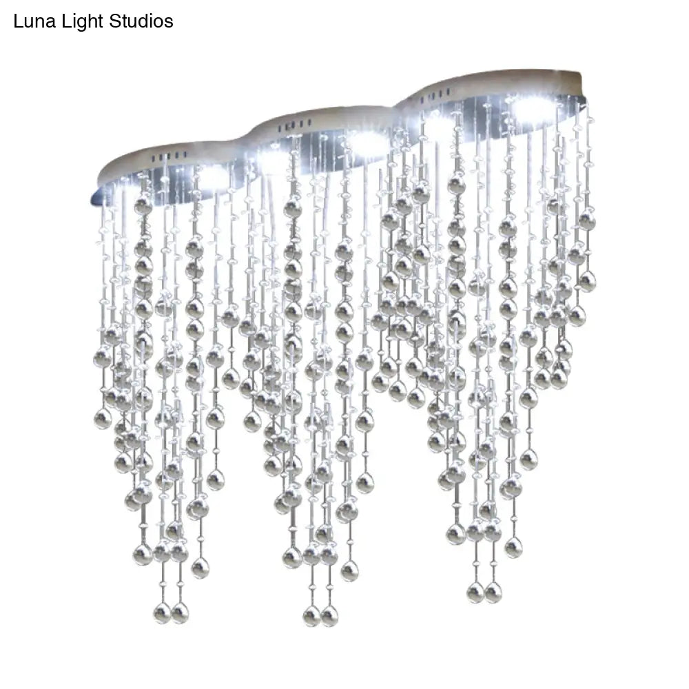 Modern Led Gold Flush Mount Raindrop Crystal Ceiling Lamp For Living Room
